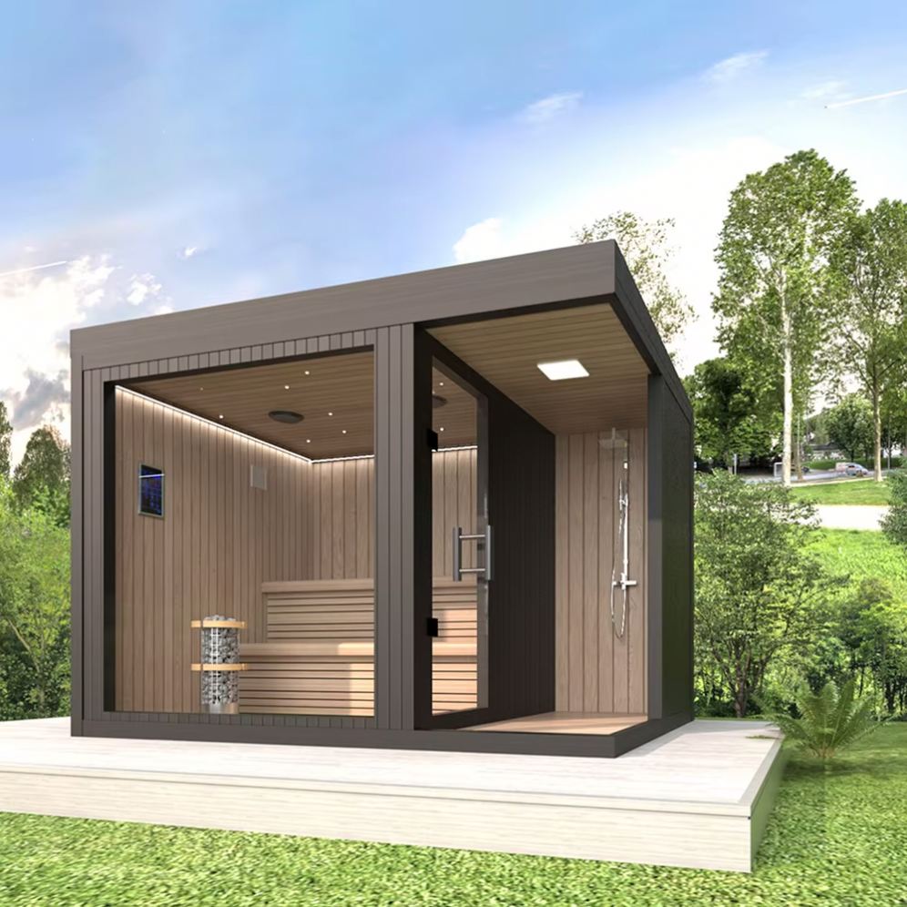 Modern 4–6 Person Outdoor Sauna Cabin – Premium Wood Spa Room with Glass Front & Custom Options,Starting Price: $19,999.00