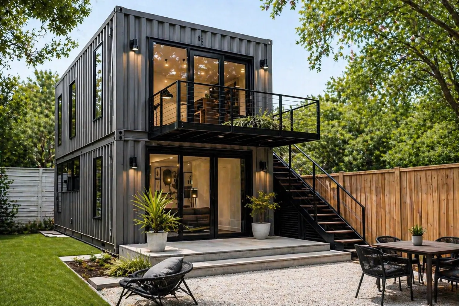 Cozy 20ft container cabin in Arizona with modern interior and outdoor deck
